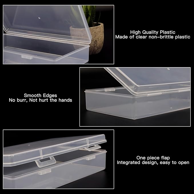 Coobbar File Portable Project Case, 6 Pack Plastic Storage Boxes for Scrapbook Paper, Documents, Magazines - A4 Paper Case (7.7 x 4.1 x 1.6 Inches)