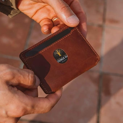 CLOUD Wallet Slim Minimalist — Magnetic Closure, Lightweight Design, Quick Access Pull Tab - Top Grain Leather Front Pocket Wallet (Brown)