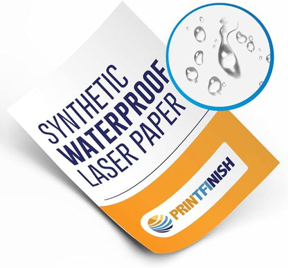 Printfinish Synthetic Laser Paper | 13x19 Weatherproof Copy Paper | 305mm x 457mm 14 Mil Tear Resistant Printer Paper | Superior Laser Image Quality | Ideal for Full-Colour Prints (Box of 25)