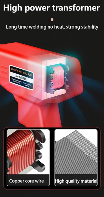 200W Plastic Welder, 2000PCS Staples 10PCS Sandpaper, Plastic welding Kit, Plier Custom Carry Case, Plastic Repair Car Bumper Repair Simplicity Of Use (Red)