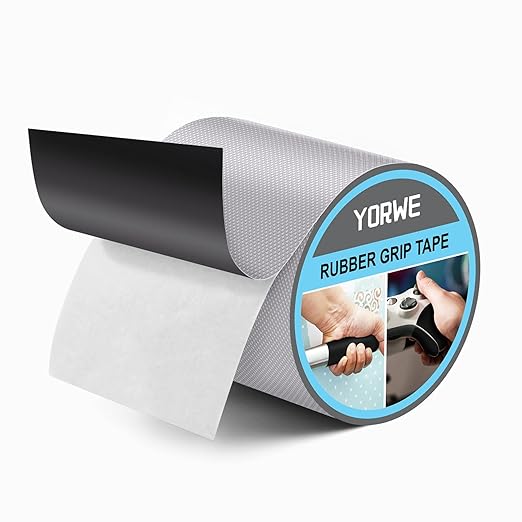 Rubber Grip Tape, Ultra-Thin Strong Adhesive Anti-Slip Waterproof Heat Resistant Wear-Resistant Cushion Pad, Making Handles or Contact Surfaces Safer, with Grip and Comfort (Gray, 4In x 10Ft)