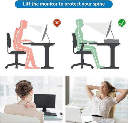gianotter Computer Monitor Stand Riser, office organizer with Drawer, Office Organizers Storage for Classroom Office Supplies (Blue)