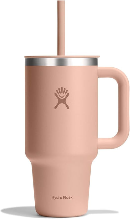 Hydro Flask Travel Tumbler with Handle, Lid and Straw - Insulated Stainless Steel in 32 Oz Seacliff