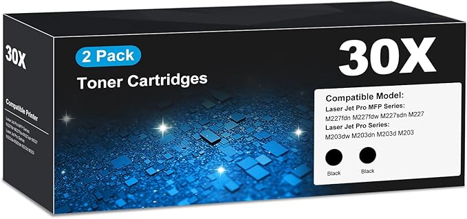 30X Toner Cartridges M227fdn M203dw M227fdw Compatible for HP 30A Black Toner Cartridges Works with HP Laser Jet Pro MFP M227fdn, M203dw, MFP M227fdw M227sdn, M203dn M203d, HP30X CF230X (2 Pack)