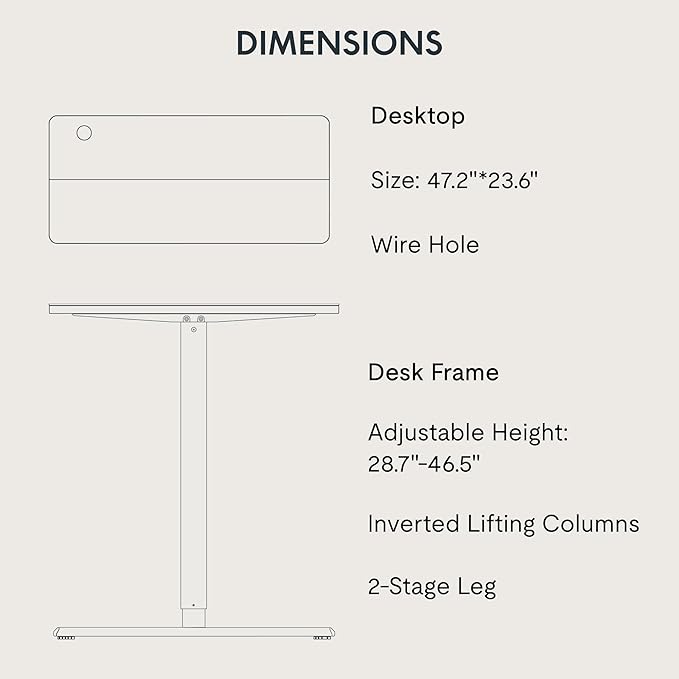 Adjustable Standing Desk, 47x24 Inches Home Office Desk with Memory Preset, Home Office Desk Computer Workstation Splice Black Top + Black Frame