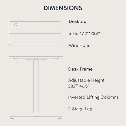 Adjustable Standing Desk, 47x24 Inches Home Office Desk with Memory Preset, Home Office Desk Computer Workstation Splice Black Top + Black Frame