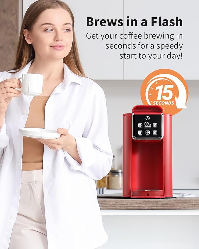 SHARDOR Single Serve Coffee Maker, Hot & Iced Coffee Machine for K Cup and Grounds, 6 to 14 oz Brew Sizes, 50 oz Removable Water Tank, Bold Brew Setting, Pod Coffee Maker with Reusable Filter, Red