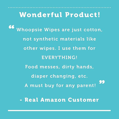 Whoopsie Wipes – The Original 100% Pure Cotton Dry Baby Wipes – Ultra Soft, Unscented, Chemical-Free Wipes for Sensitive Skin – Use Dry or Add Water for Wet Wipes – 12 Packs (1200 Count)