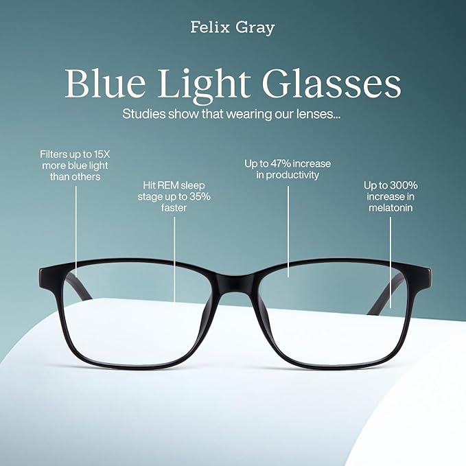 Felix Gray Filtered Blue Light Glasses Men & Women, Blue Light Blocking, Gaming, Computer