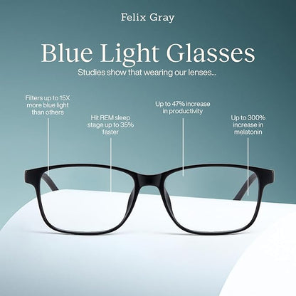 Felix Gray Filtered Blue Light Glasses Men & Women, Blue Light Blocking, Gaming, Computer