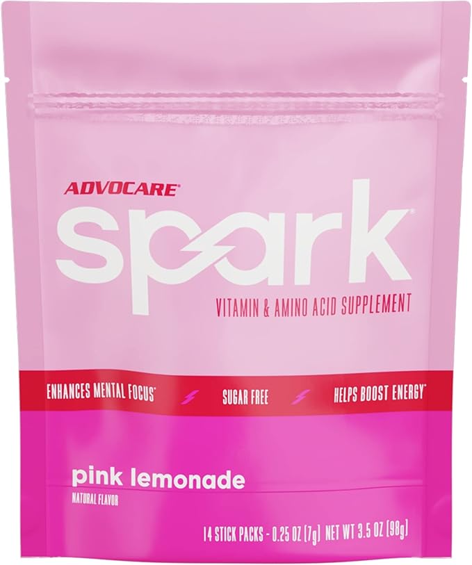 AdvoCare Spark - Energy Drink Mix - Vitamin & Amino Acid Supplement - Supports Energy & Focus - Portable Immune Support - Sugar-Free - Pink Lemonade, 14 Stick Packs (3.5 oz)