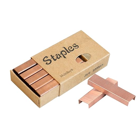 MultiBey Rose Gold Staples Stapler Refill Standard Size #12, 4 Boxes per Pack (Rose Gold)