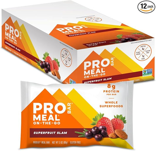 PROBAR - MEAL Bar, Superfruit Slam, Non-GMO, Gluten-Free, Healthy, Plant-Based, Whole-Food Ingredients, Natural Energy (12 Count)