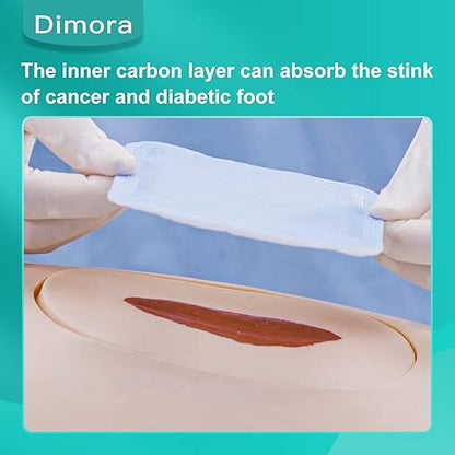 Dimora Upgrade Super Absorbent Dressing with Activated Charcoal, Superior Anti-Odor Moisture Absorpting Wound Dressing 4"x8" 10 Packs