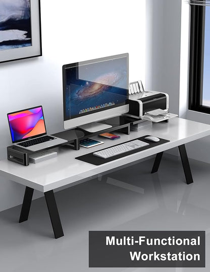 Monitor Stand with Wireless Charging and 4 USB Ports, Steel Monitor Stands for 3 Monitors, Metal Computer Stand Riser for Desk, Office, Laptop, PC up to 32 Inches (Black)
