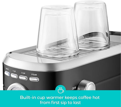 CASABREWS CM5418 Espresso Machine 20 Bar, Stainless Steel Espresso Maker with Milk Frother, Compact Cappuccino Machine for Home, Espresso Coffee Machine, Gift for Her, Gift for Family, Black