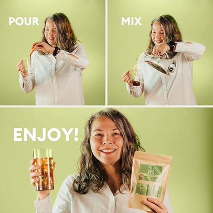 Cusa Tea & Coffee | Premium Instant Green Tea With Real Fruit & Spices | Organic Leaves Drink Mix Packets | Hot or Iced Tea (30 Single Servings)