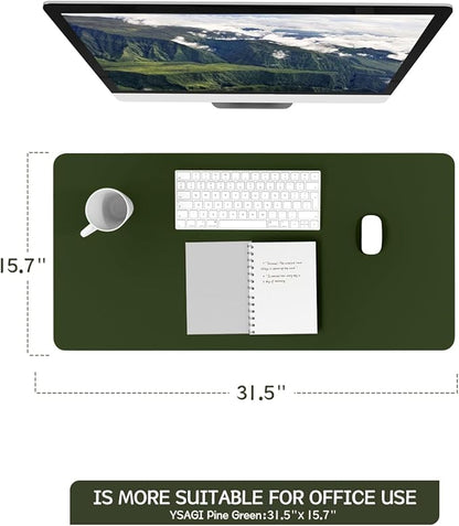 YSAGi Non-Slip Leather Desk Pad, Waterproof Laptop Computer Desk Keyboard Mat, Table Protector Blotter Mat, Large Mouse Pad for Office/Work/Home/Decor(Olive Green, 31.5" x 15.7")