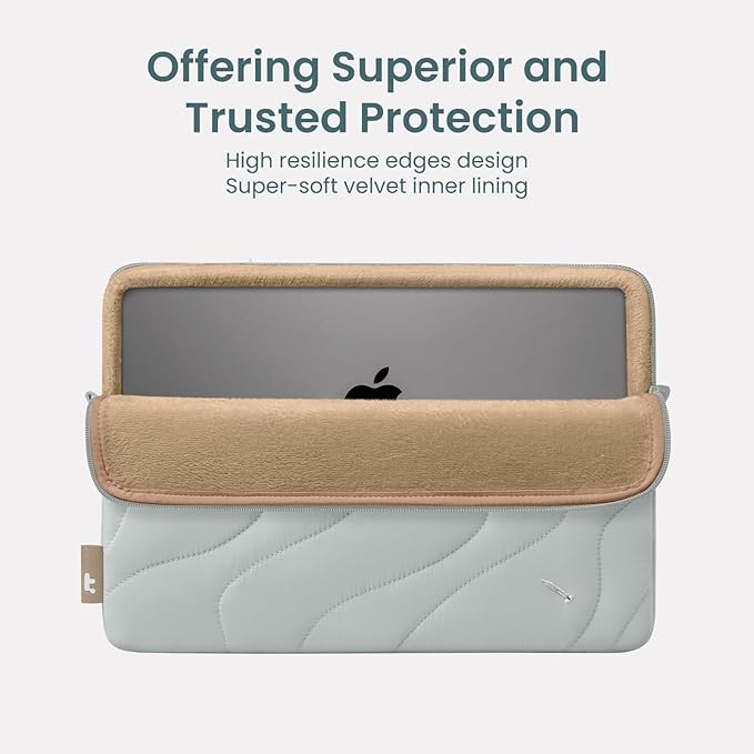 tomtoc 360 Protective Puffy Laptop Sleeve Set for 13-inch MacBook Air M4/A3240 2025, M3/A3113, M2/A2681, 13-inch MacBook Pro, Quilted Puffer Bag with Tech Pouch for 13" Surface Laptop/Pro Copilot+PC