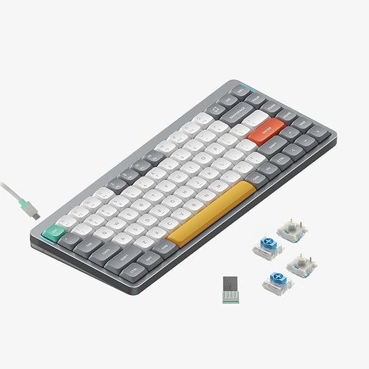 nuphy Air75 V2 Portable 75% Mechanical Keyboard,Wireless Keyboard,Supports Bluetooth/2.4G/USB-C RGB Gaming Keyboards,Compatible with Windows/Mac OS/Linux Systems Grey-Gateron Blue Switch