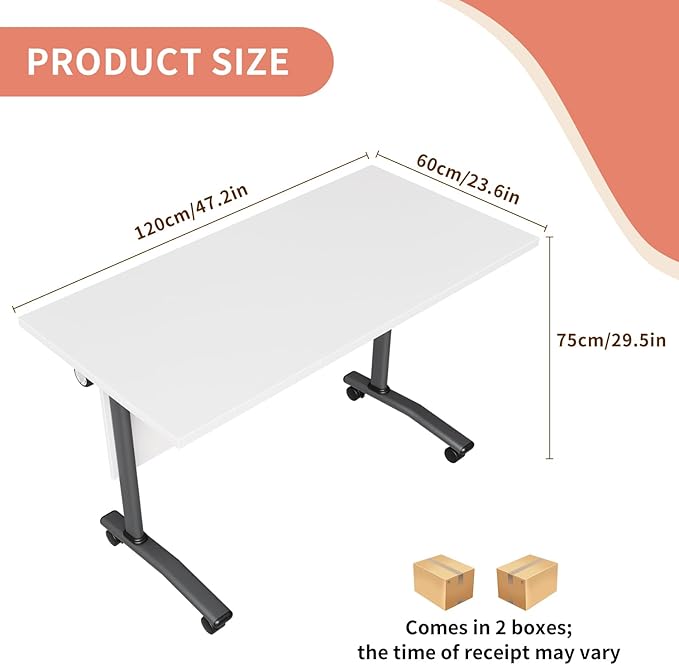 Folding Conference Room Table, Flip Top Mobile Training Table, 4pack 47.2 x 23.6 x 29.5inch