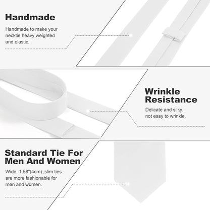 Skinny Ties Black Ties For Men and Women Solid Pure Color 1.58" (4CM) Plain Formal Slim Neckties