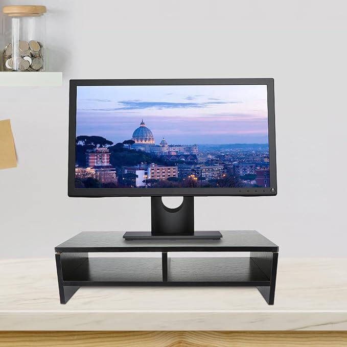 jojofuny Monitor Stand Desk Shelf Computer Lifting Rack Organizer for Office Workspace Storage and Elevated Laptop Support