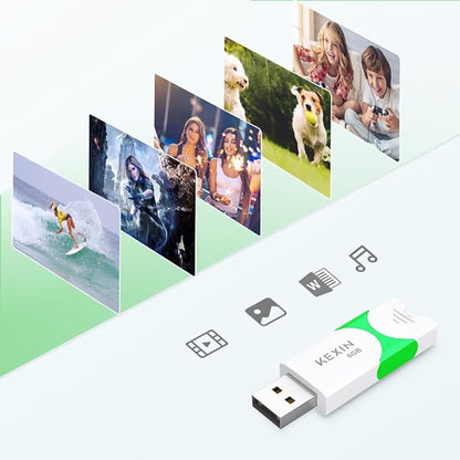 KEXIN 8GB Flash Drive 10 Pack USB 2.0 Flash Drive 8 GB Thumb Drive 2.0 USB Drive Bulk Jump Drive Swivel Pen Drive Data Storage USB Stick with LED Indicator 8G Green