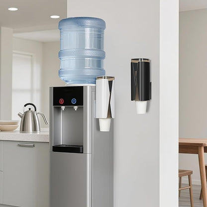Cup Dispenser, Wall Mounted Mouthwash Cup Dispenser Fit 3oz-5oz Disposable Cups, Pull Type Water Cooler Cup Holder for Bathroom Office Gym School -Black