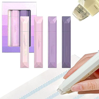 Double Sided Tape Pens, 2026 New Scrapbooking Double Sided Tape Roller, 4-Pack Smooth Craft Adhesive Glue Runner for Scrapbooking, Gift Wrapping, Photo Mounting, School Office & Crafts (PURPLE)