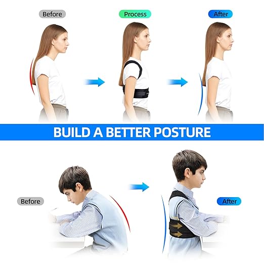 Lexniush Posture Corrector for Kids Teenagers, Updated Adjustable Upper Back Posture Brace for Boys/Girls, Breathable Back Support Braces for Scoliosis, Hunchback, Pain Relief, Spine Corrector, M