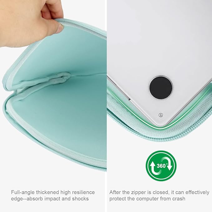 Arvok 13 13.3 14 Inch Laptop Sleeve Case for MacBook Pro/MacBook Air 13-14 inch, Water-Resistant Notebook Chromebook Computer Pouch, Carrying Bag Cover for HP/Dell/Lenovo/Asus/Acer, Light Green