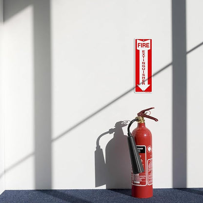 GicnKeuz Fire Extinguisher Sign, 12"x4" .040 Rust Free Heavy Aluminum, Reflective, Weatherproof and Fade Resistant, 2 pre-drilled holes, Easy to Install, Indoors and Outdoors Use (12-Pack)