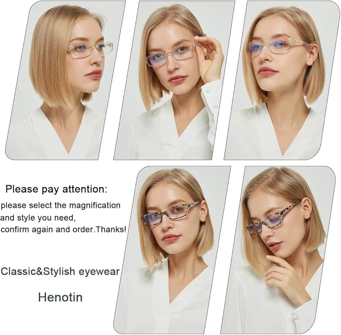 Henotin 5-Pack Reading Glasses Blue Light Blocking Anti Eyestrain Computer Reading Glasses for Women and Men Readers (5 Pairs Mix Color, 0.50)