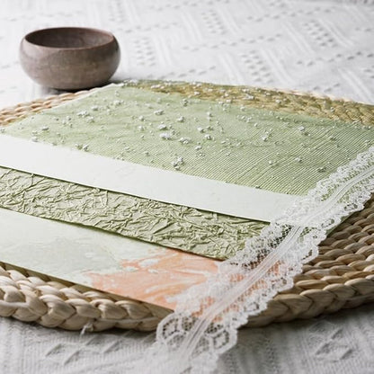 15Pcs Handmade Scrapbook Art Paper Craft Textured Paper Colorful A5 sheet Mesh Special Mix for Scrapbooking Junk Journal Journaling Supplies DIY Materials,5.8x8.2 inches (Green)