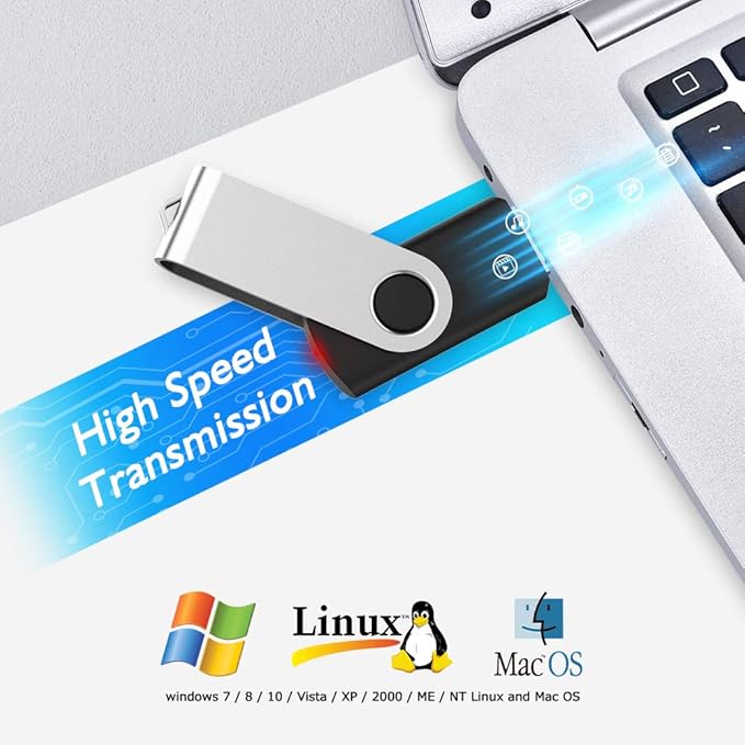 KEXIN 20 Pack 32 GB Flash Drive 3.0 Thumb Drive 32G Transfer Speed Up to 80MB/s Swivel USB 3.0 Flash Drive 20 Pack 3.0 Jump Drive Black