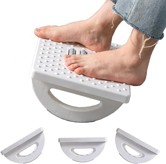 Ergonomic Foot Rest Under Desk at Work,Rocking Foot Stool Footrest,Footrest with Foot Massage Feet Stand,Promote Leg Circulation,Massage Feet Stand for Office&Home (White)