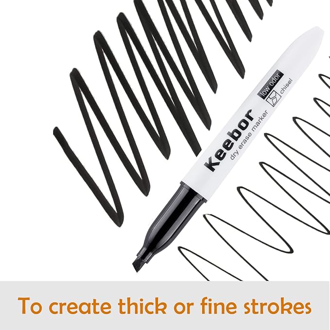 Dry Erase Markers Bulk, Chisel Tip, Black, 72 Pack Low-odor Whiteboard Markers, Office & Back to School Supplies, 20% More Ink