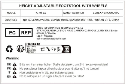 EUREKA ERGONOMIC Height Adjustable Foot Stool,19x18'' Large Seat Under Desk Footrest,Swivel Rolling Chair W Sturdy Wheels,Ottoman Stool Simple Meeting Chair for Home Office,Grey