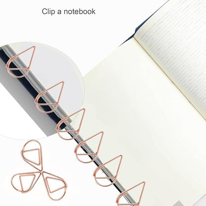 150 Pcs Small Rose Gold Paper Clips Cute Paperclips Decorative Waterdrop Clips Basic Office Supplies for Photo Wedding Invitations Pink Paper Clip