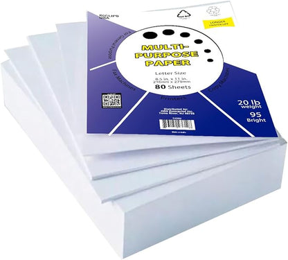 Printer Paper, 20 lb Copy Paper, 8.5 x 11 Inches, 48 Ream 3840 Sheets, (80 Sheets per Ream), 92 Bright, Longer Printer Life, Brighter White