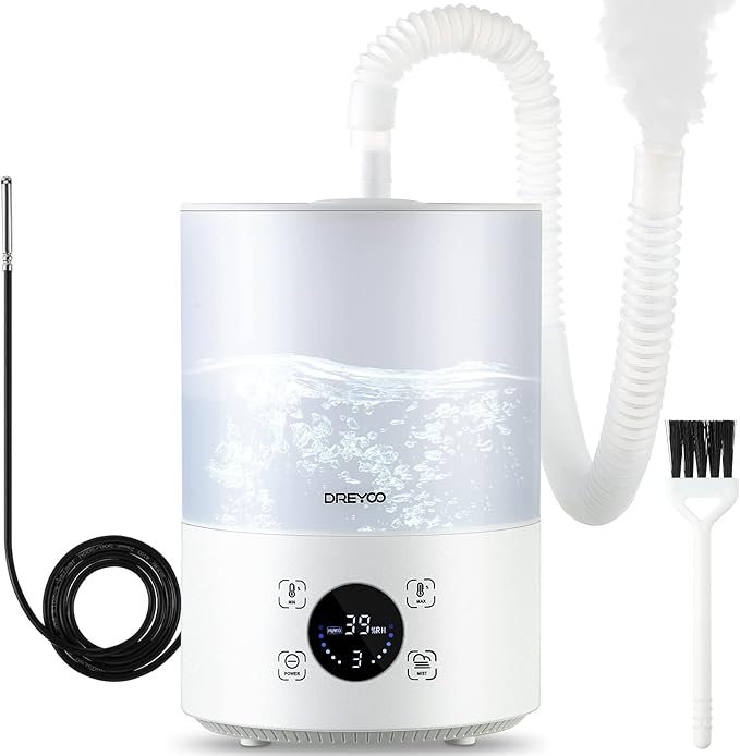 Smart Reptile Fogger Humidifiers with Humidity Control, Reptile Terrarium Humidifier Smart Touch, 3 Grades Adjustable Fogger with Hose for Reptile Amphibians Herps Snakes Plants