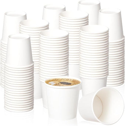 Fit Meal Prep [100 Pack 4 oz Disposable White Paper Cups - On the Go Hot and Cold Beverage All-Purpose Sampling Portion Cup for Coffee, Espresso, Cortado, Water, Tea and Juice, Food Grade Safe