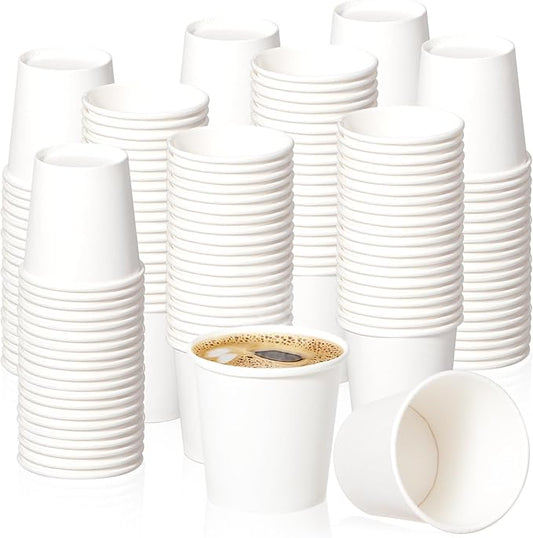 Fit Meal Prep [100 Pack 4 oz Disposable White Paper Cups - On the Go Hot and Cold Beverage All-Purpose Sampling Portion Cup for Coffee, Espresso, Cortado, Water, Tea and Juice, Food Grade Safe