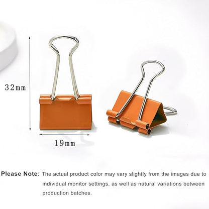 50 Pack Small Orange Binder Clips 3/4 Inch (19 mm), Colored Little Paper Clamps, Tiny Mini Paper Clips for Office Home School Business 0.75"