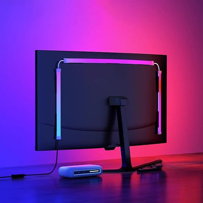 Monitor LED Backlights for PC & Mac, LED Strip Lights That Sync with Screen Color or Music, Computer Light Bar Behind Monitor, LEDs for Desk Gaming, USB Port, Software Control, G100 (27 in)