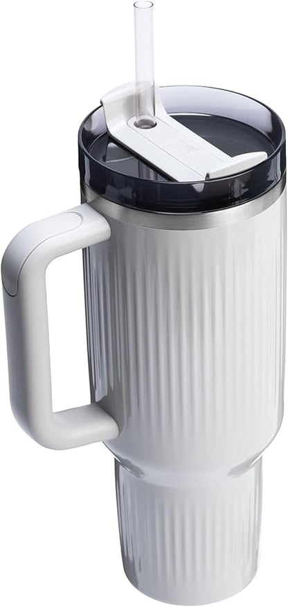 STANLEY Quencher H2.0 Tumbler with Handle and Straw 40 oz | Flowstate 3-Position Lid | Cup Holder Compatible for Travel | Insulated Stainless Steel Cup | BPA-Free | Fluted Ash Gloss