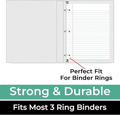 Rosmonde Loose Leaf Paper, 450 Sheets, 3 Pack, 56 gsm Wide Ruled Sheets, 8" x 10.5", Bulk Notebook Paper, 3 Hole Punched, 150 Sheets/Pack, Wide Ruled Paper for Binders, Loose Leaf Office Paper, White