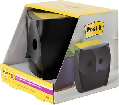 Post-it Owl Note Dispenser, Includes 1 Pad of Post-it 3 in X 3 in Super Sticky Dispenser Pop-up Notes, 45 Sheets (OWL-330-BK) (Pack of 6)