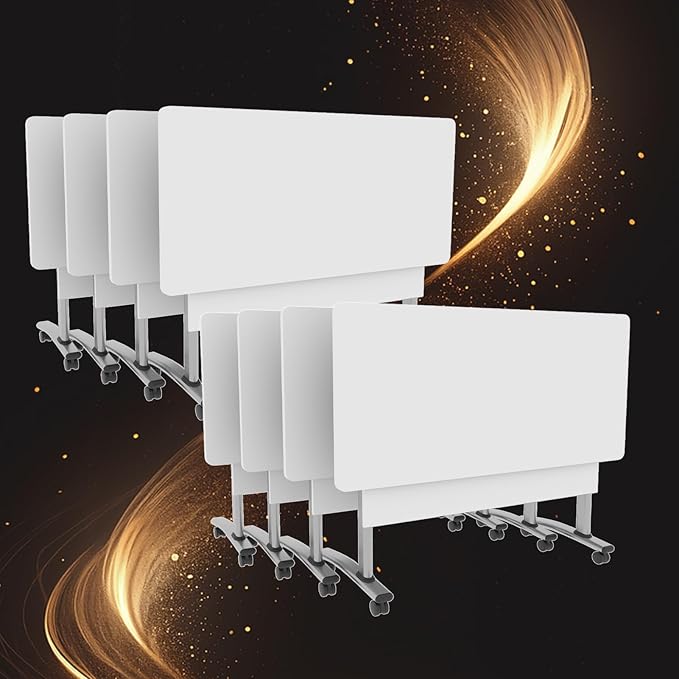 Conference Table, Folding Conference Room Table Meeting Tables, Flip Top Training Table Foldable Conference Tables with Wheels for Office, Conference Room, School (8 Pack C, 55.1 x 23.6 x 29.5 inch)